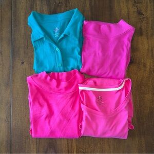 Lot Of 4 Isaac Mizrahi Live! Shirts Tops Long Sleeve Mock Neck Pink Teal XL